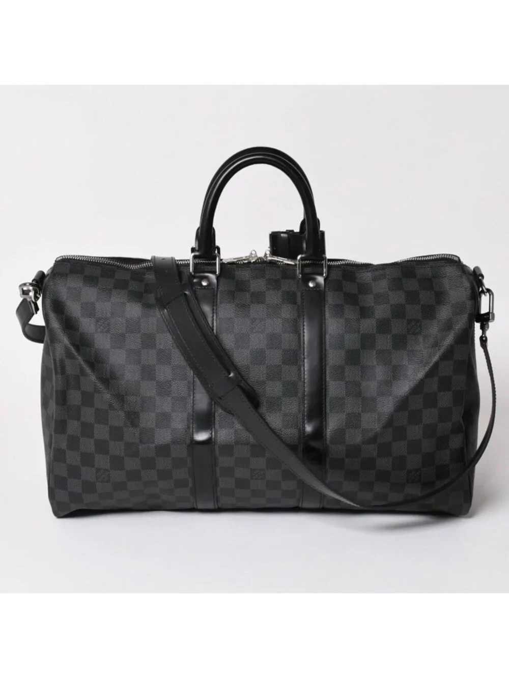 Louis Vuitton Boston Keepall Bandouliere 45 Damier Graphite Black Silver